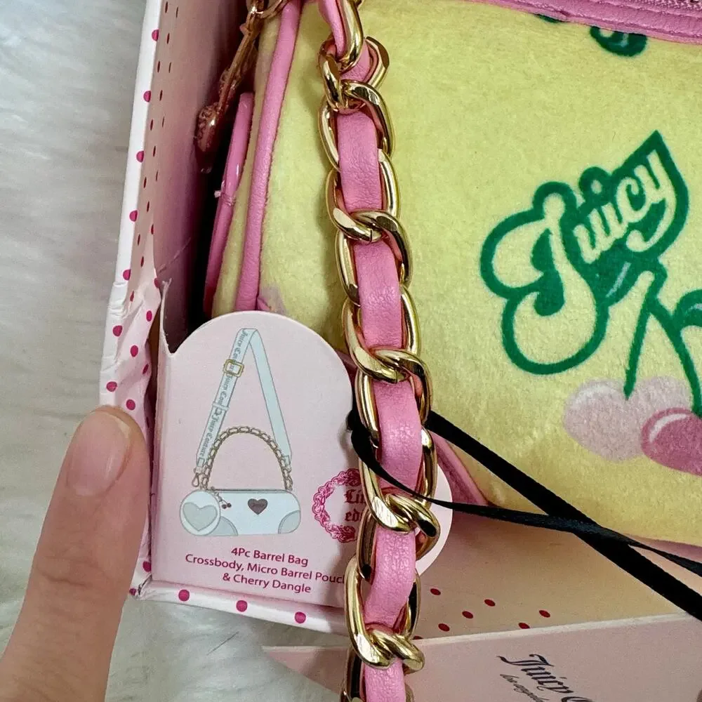 Juicy Couture Heritage Cherry Barrel Bag Gift Set Yellow Charm Mini Crossbody